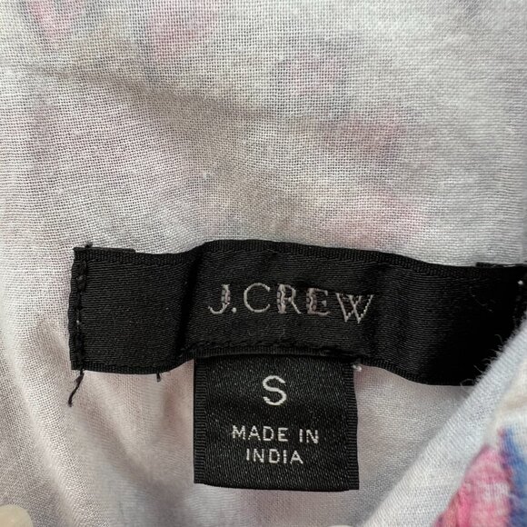J Crew Ruffle V-Neck‎ Top Size S Floral Vine Block Print Tank Cotton Lined AN768 - Picture 5 of 12